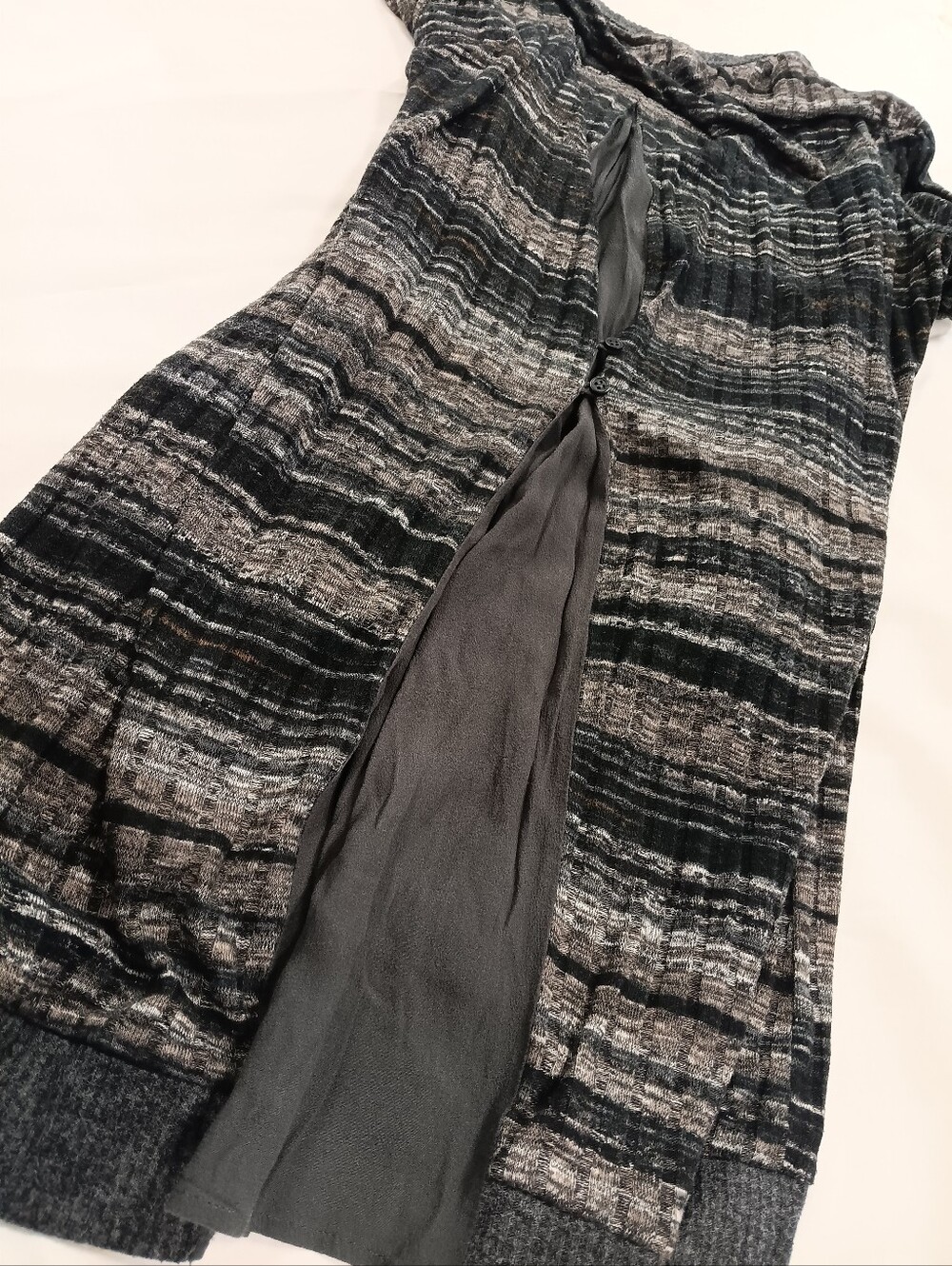 Miss Me Gray and Black Striped Lightweight Cardigan - Picture 4 of 6